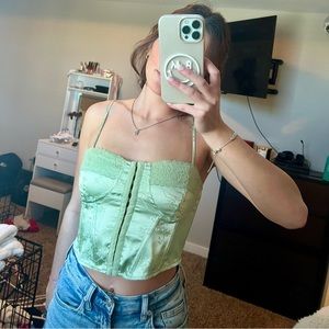 Green floral corset top